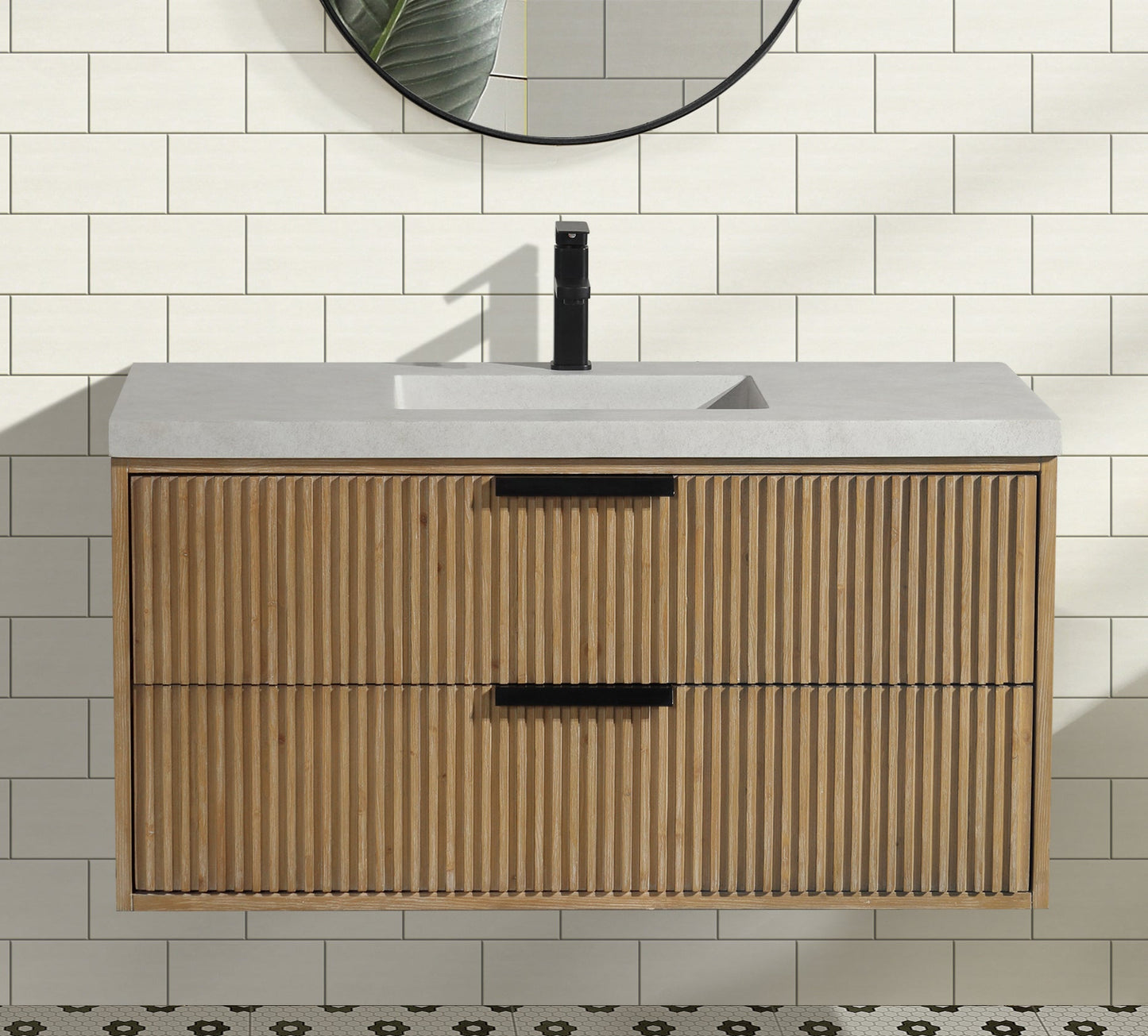 San Diego 42" Floating Bathroom Vanity Weathered Fir