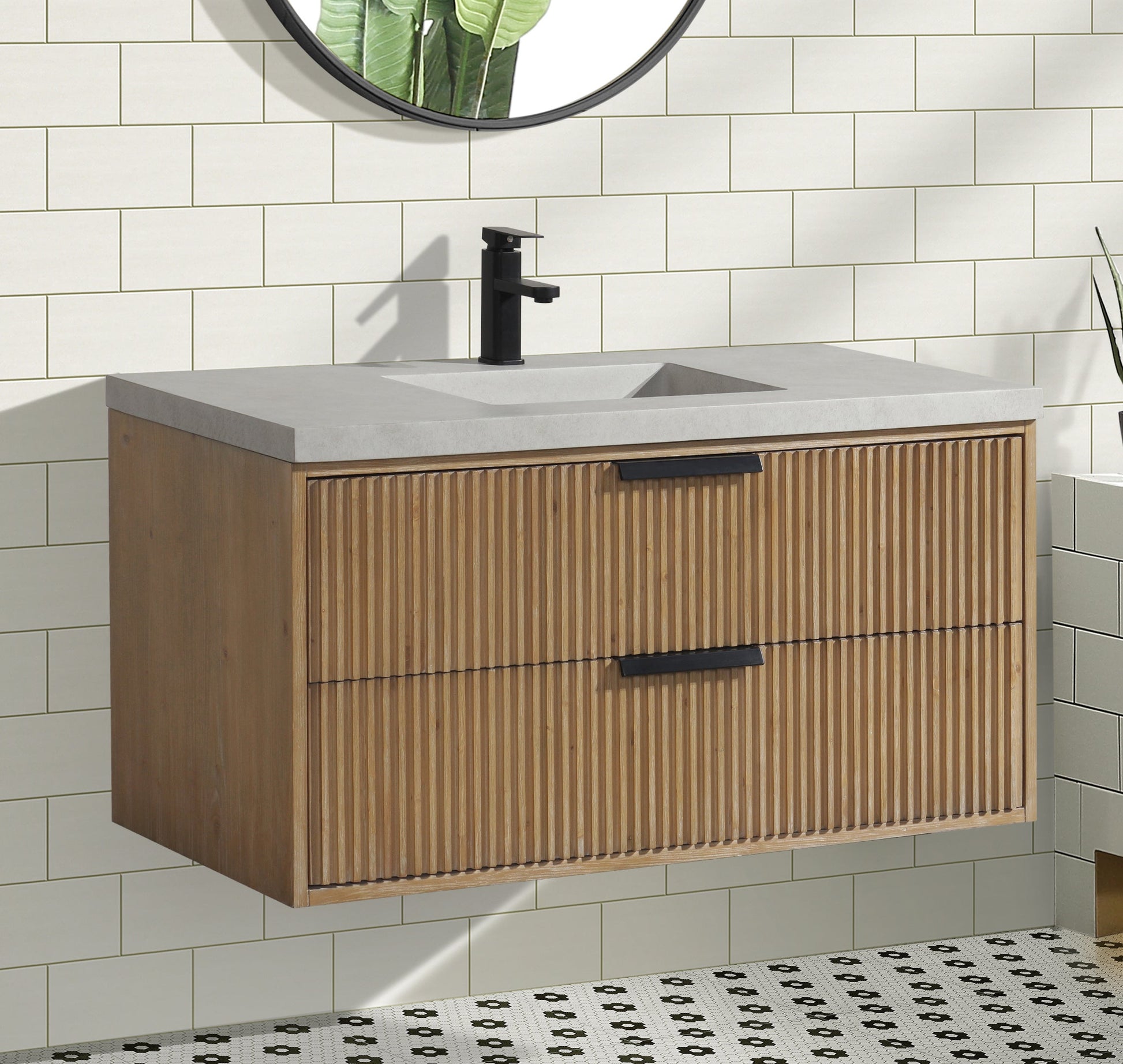 San Diego 42" Floating Bathroom Vanity Weathered Fir