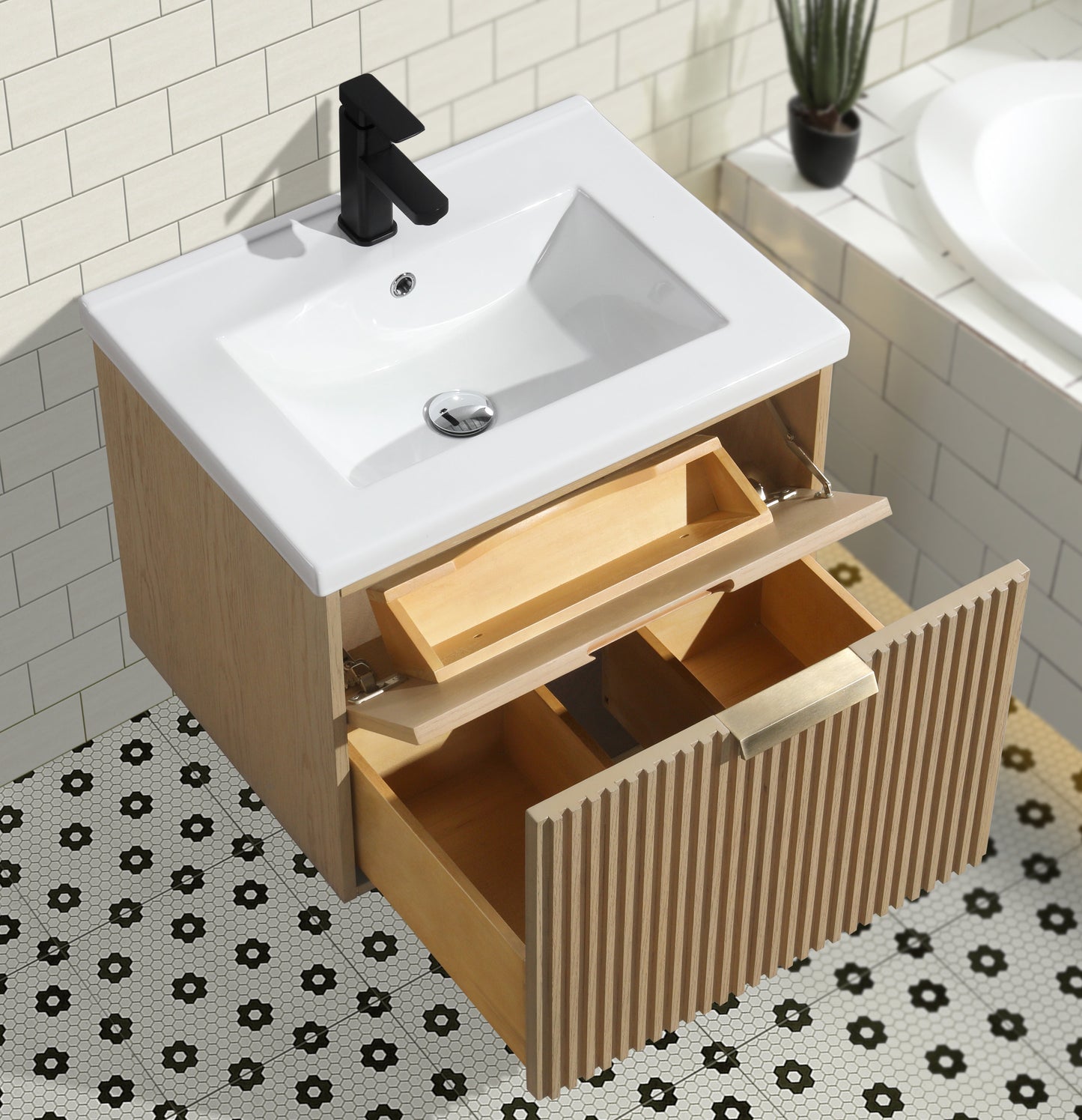 San Diego 24" Floating Bathroom Vanity Oak