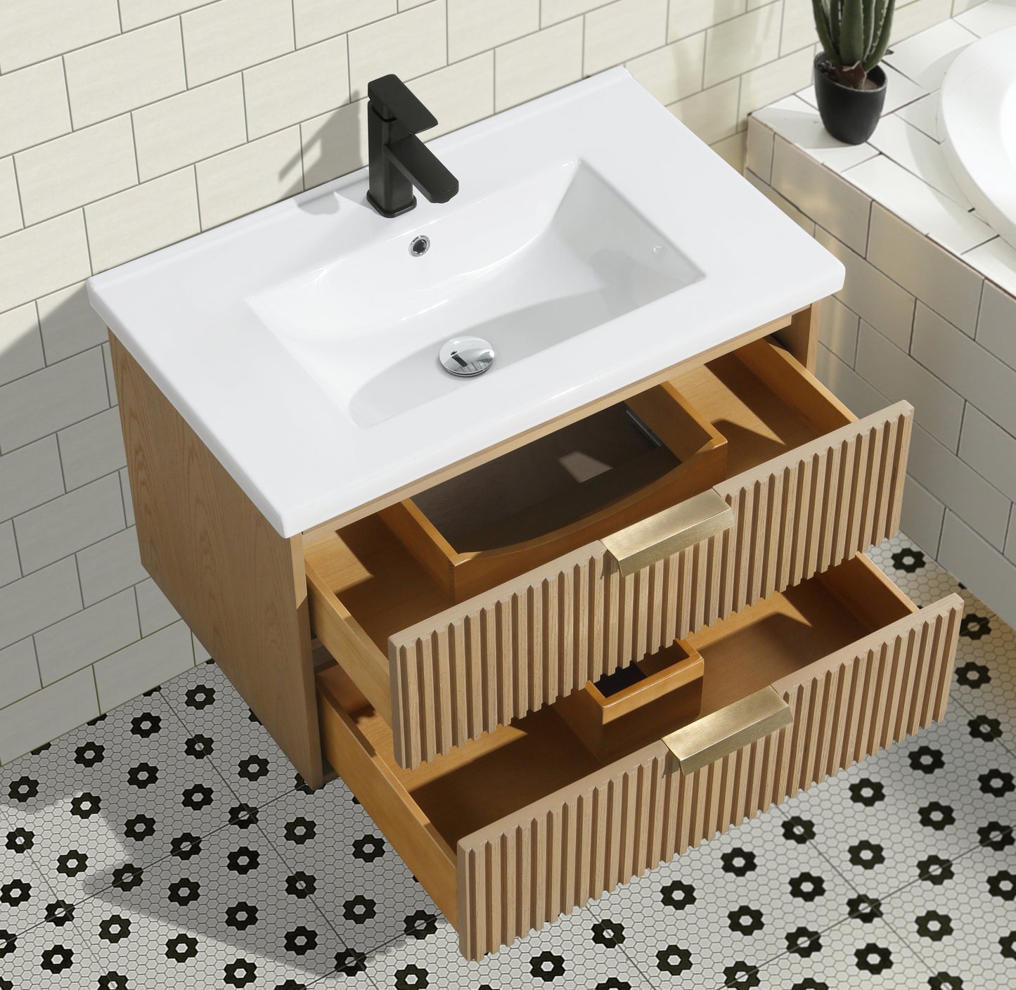 San Diego 30" Floating Bathroom Vanity Oak