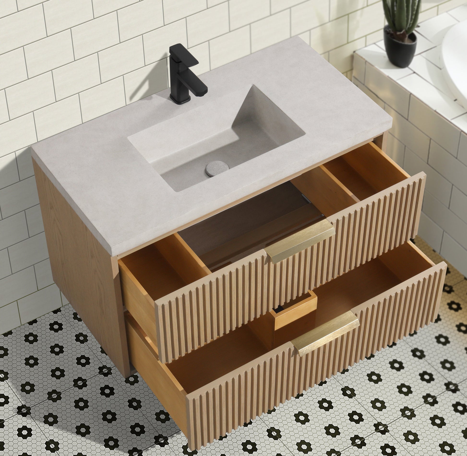 San Diego 36" Floating Bathroom Vanity Oak