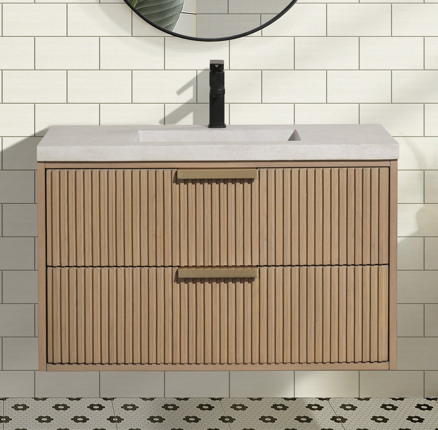 San Diego 36" Floating Bathroom Vanity Oak
