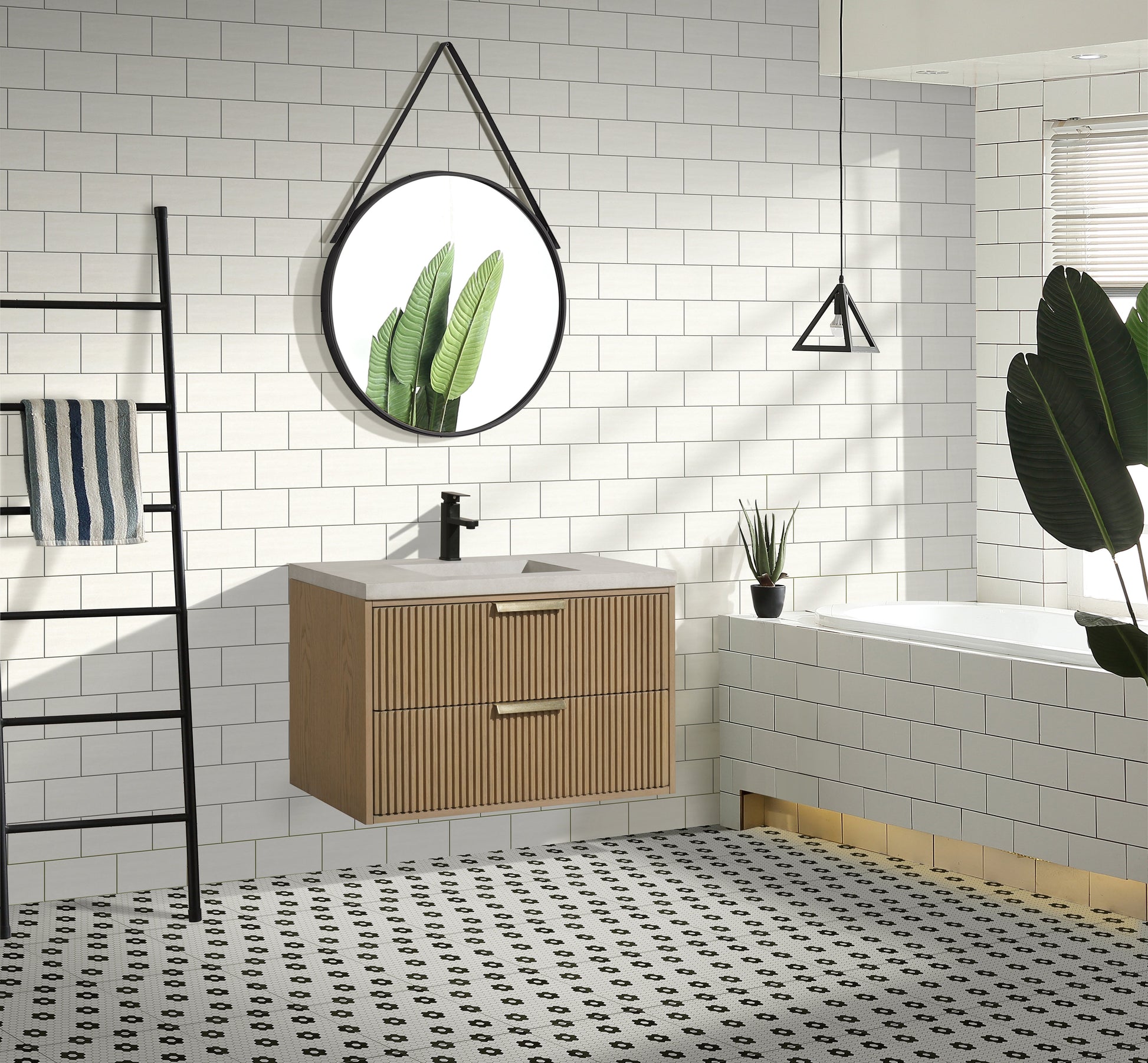 San Diego 36" Floating Bathroom Vanity Oak