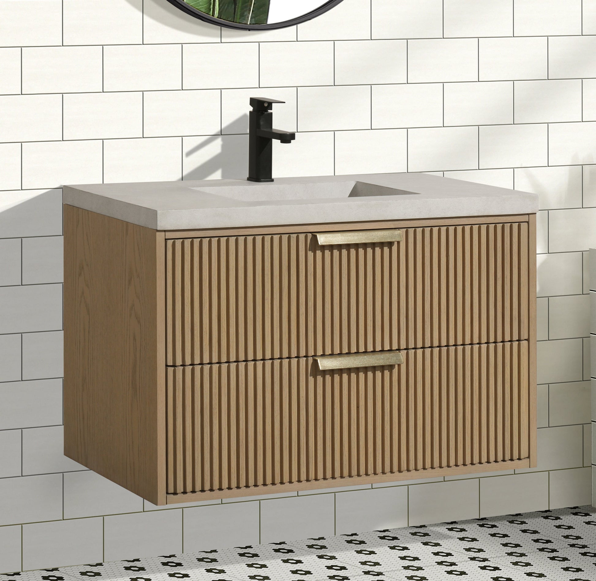 San Diego 36" Floating Bathroom Vanity Oak