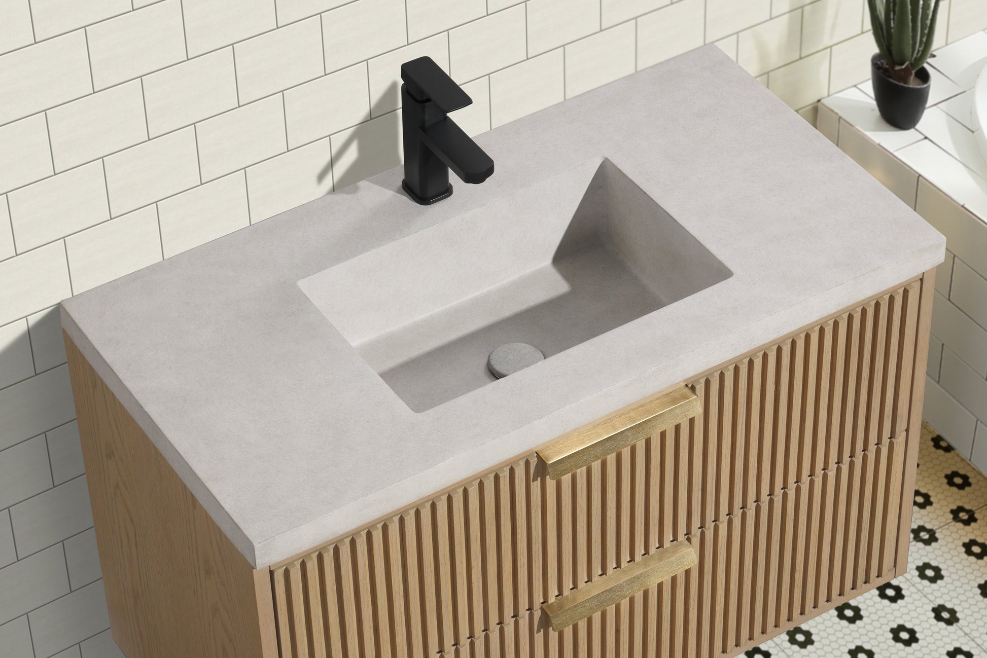San Diego 36" Floating Bathroom Vanity Oak