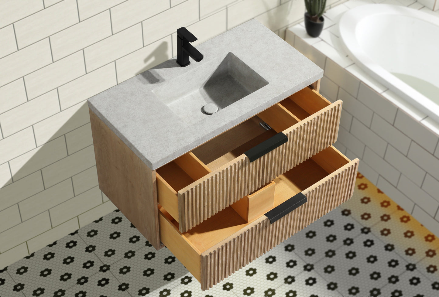 San Diego 36" Floating Bathroom Vanity Weathered Fir