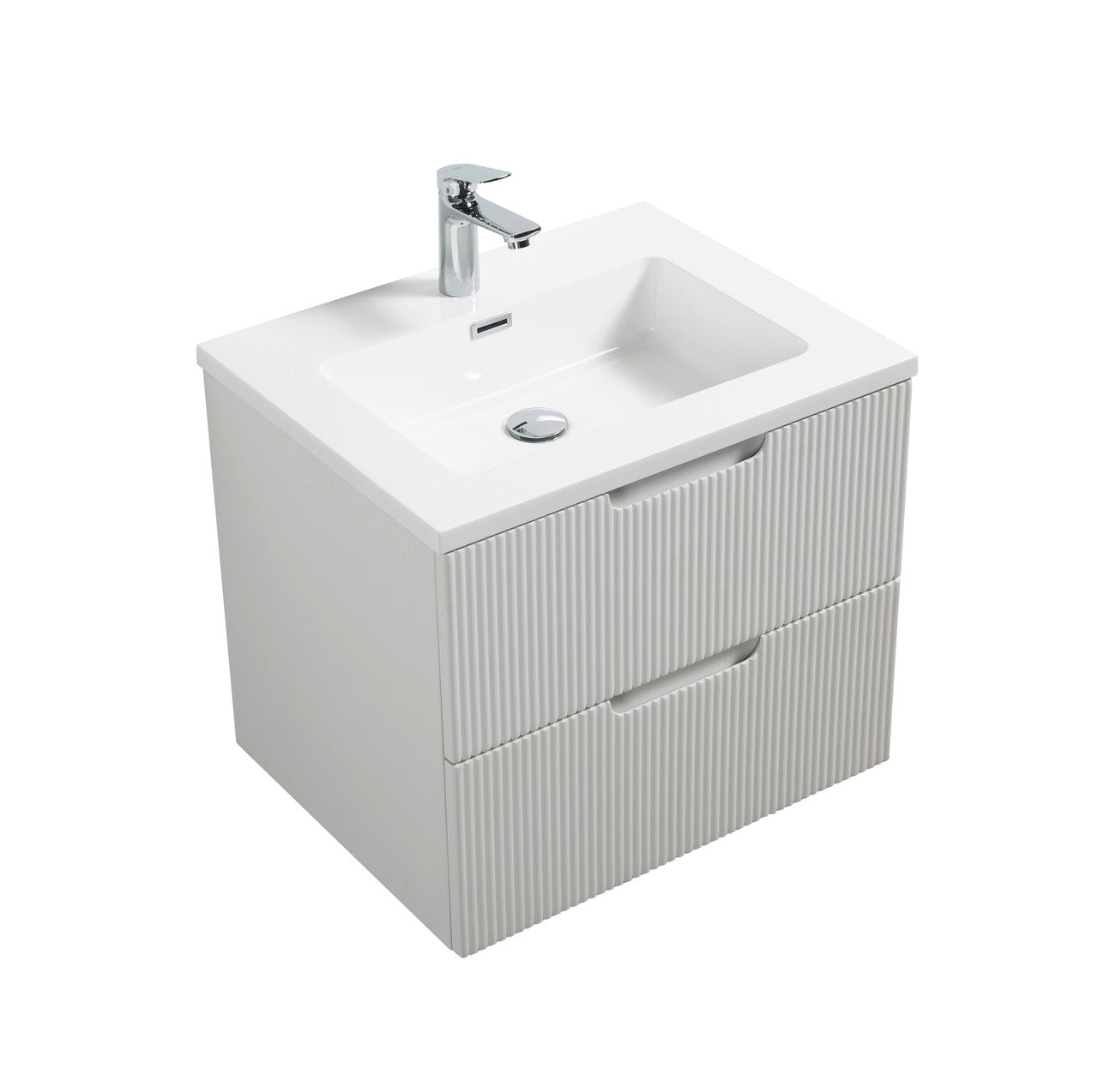Themis 24″ White Wall Mount Vanity With A Integrated Sink