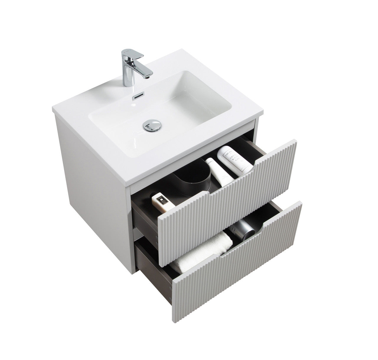 Themis 24″ White Wall Mount Vanity With A Integrated Sink