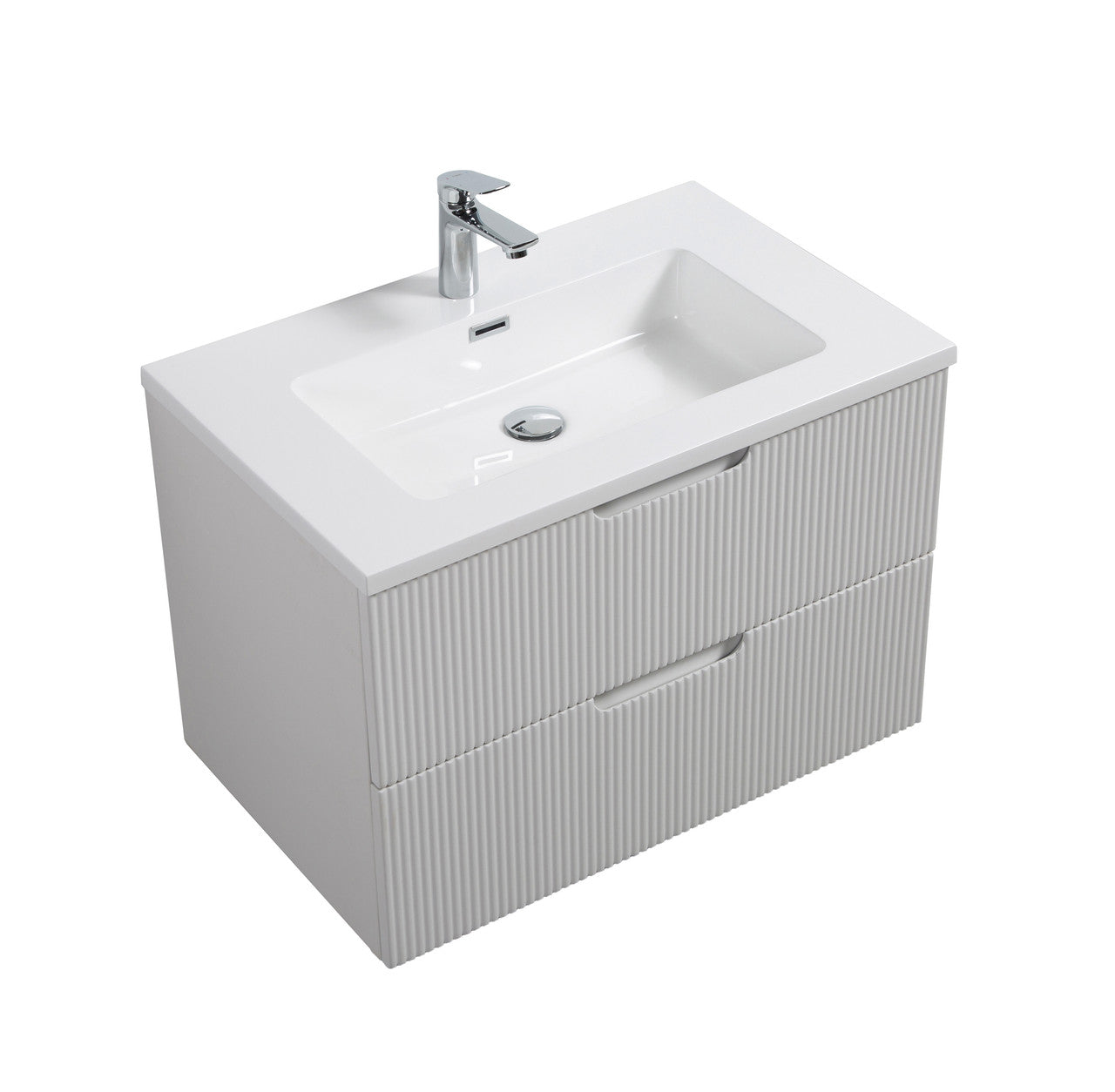Themis 30″ White Wall Mount Vanity With A Integrated Sink