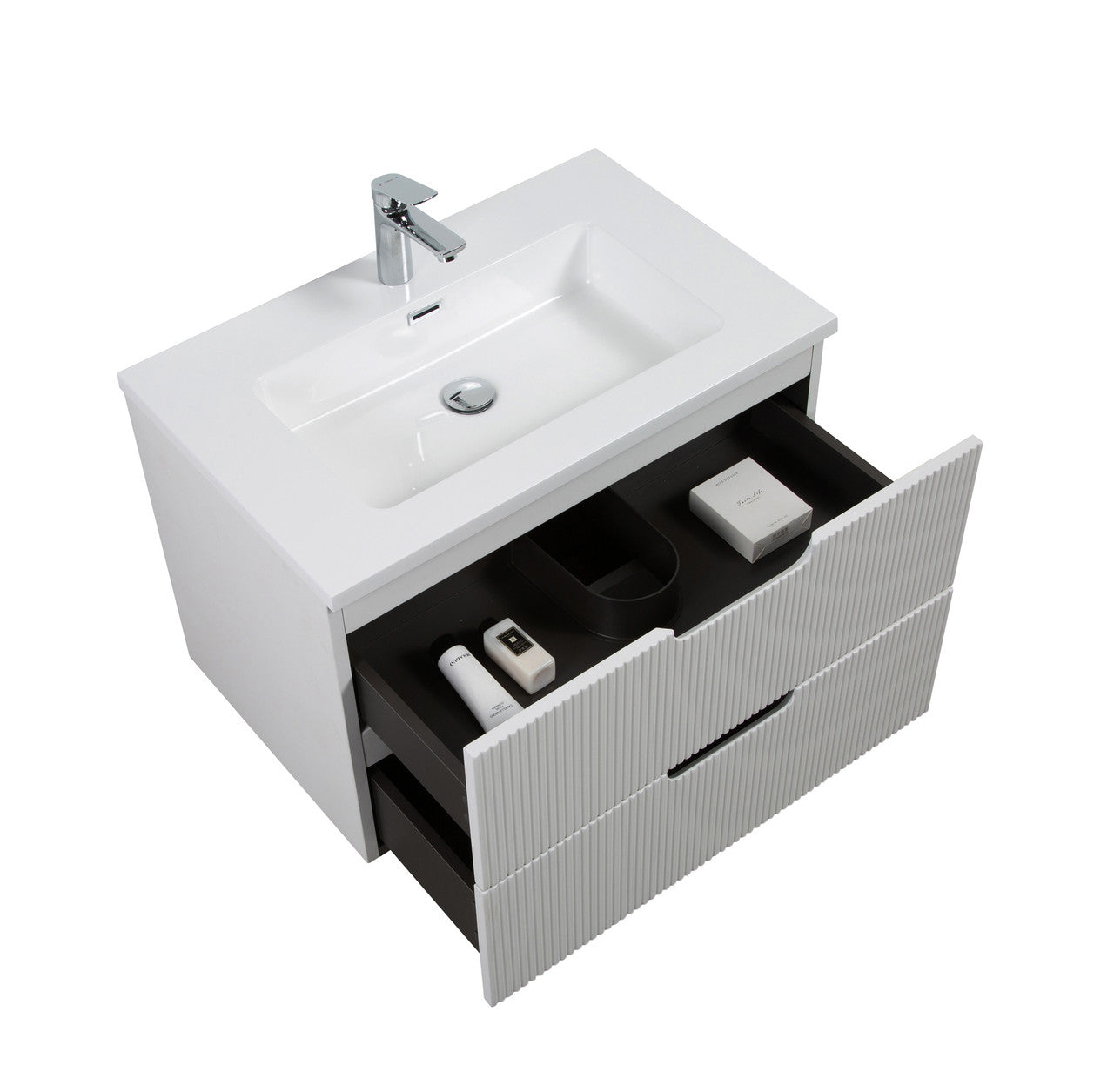 Themis 30″ White Wall Mount Vanity With A Integrated Sink
