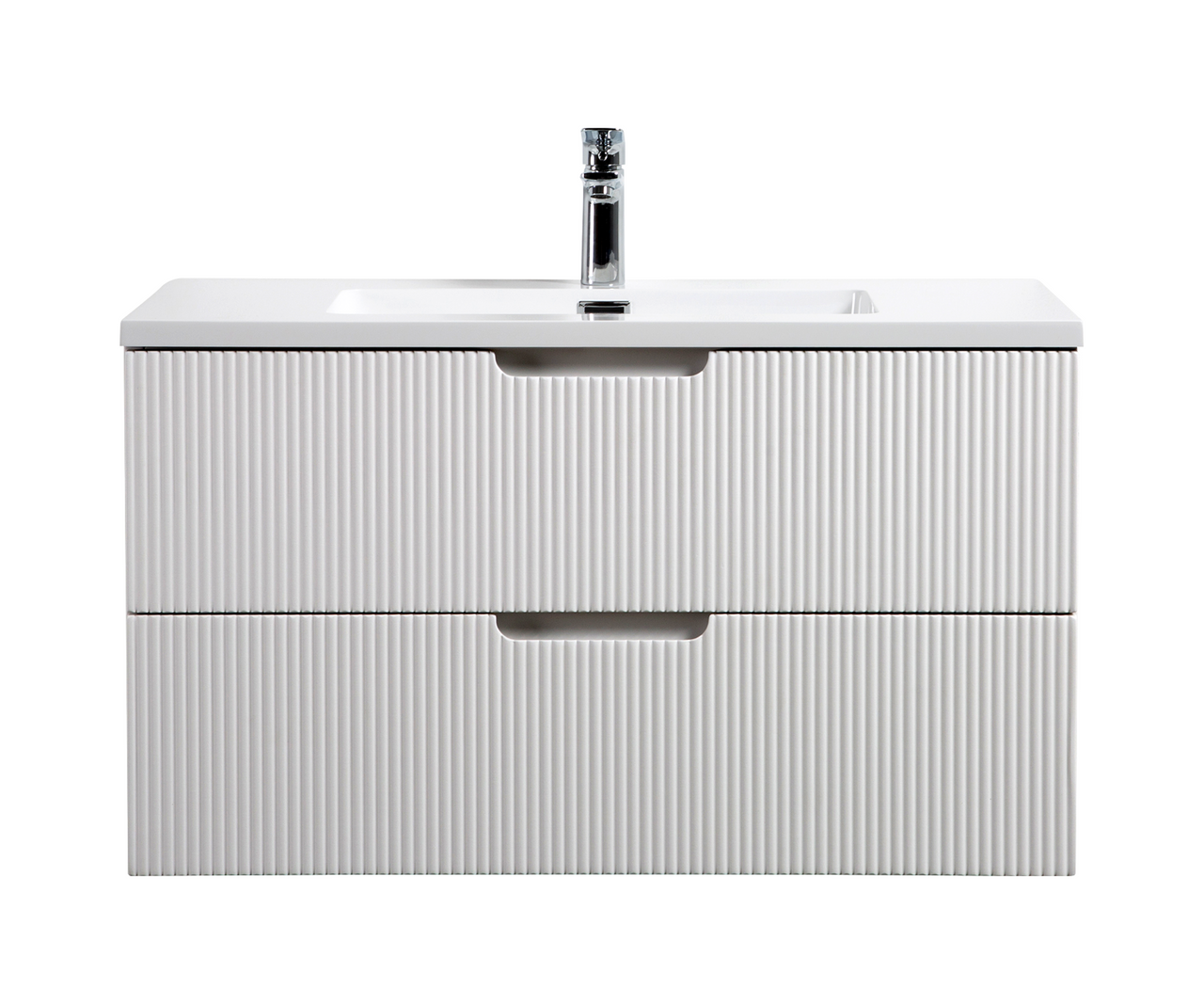 Themis 36″ White Wall Mount Vanity With A Integrated Sink