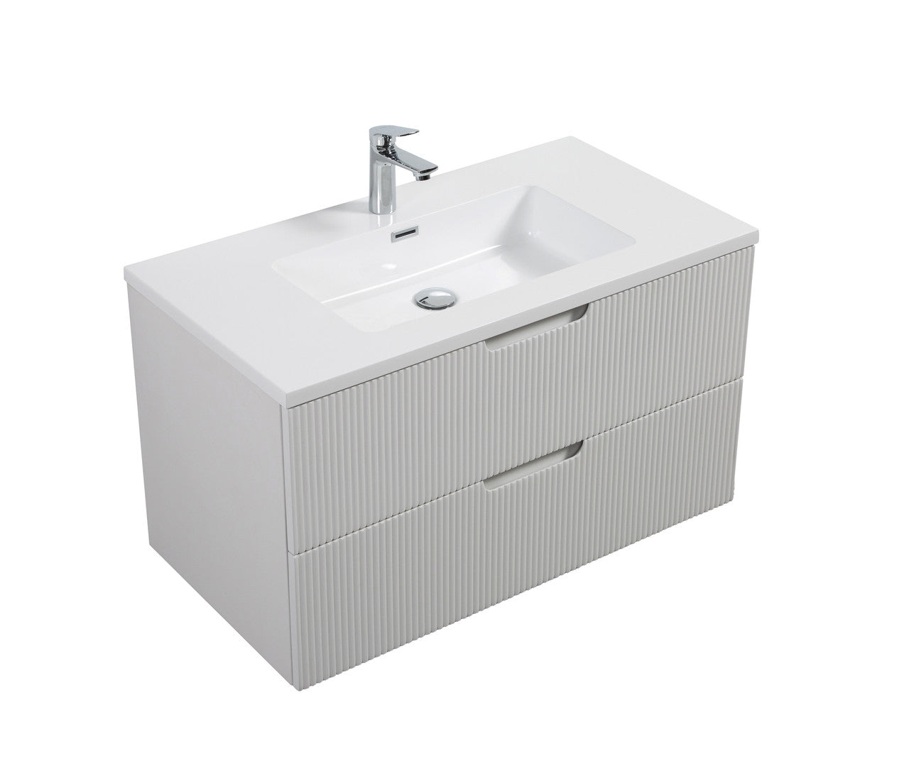 Themis 36″ White Wall Mount Vanity With A Integrated Sink