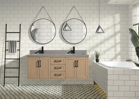 Venice 55" Floating Bathroom Vanity Oak Gray