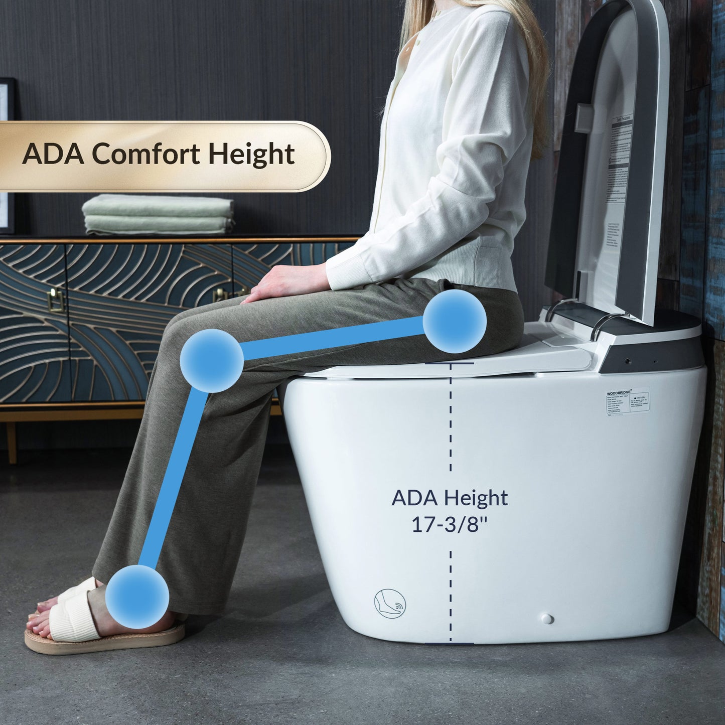 B0930S Smart Bidet Toilet,1.28 GPF Dua Flush, Auto Open & Close, Auto Flush,Foot Sensor, 1000 Gram MaP Flushing Score,Heated Seat, ADA Chair Height Design and Cleaning Foam Dispenser